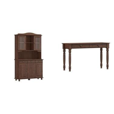 Imagem de Conjunto Cristaleira 3+2 Portas + Aparador 100% Madeira Maciça - Linha Rubi Finestra Mó...