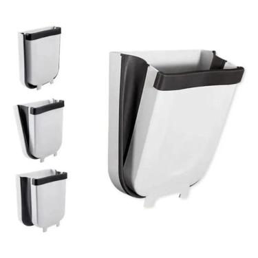 Imagem de Lixeira Extensível Retrátil Dobrável Pendurar Porta Gaveta