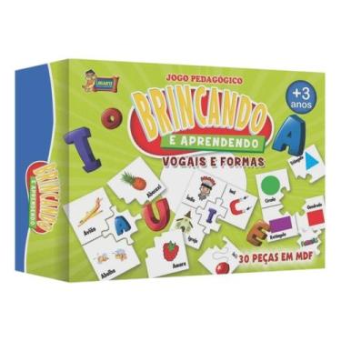 Imagem de Jogo Pedagógico Aprender Vogais e Formas - 30 Peças - Uriarte