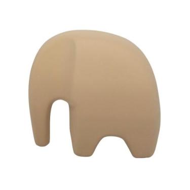 Imagem de Escultura Elefante Minimalista em Cerâmica Fosca Decorativa - Bege - V