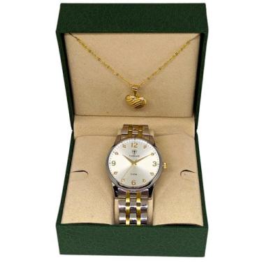 Imagem de Relógio Feminino Tuguir Analógico 2130 Prata e Dourado