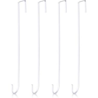 Imagem de Cabides de coroa Hotop 38 cm de aço sobre a porta, 4 peças, brancos