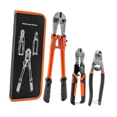 Imagem de ＡＷＨＡＯ Conjunto de 3 alicates de parafuso, mini cortador de 8" portátil, antiderrapante, resistente, corte de cabo de aço de 8", cortador de