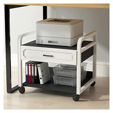 Imagem de URGDWEKJY Suporte de impressora, mesa de impressora com 1 gaveta de armazenamento, suporte para impressora embaixo da mesa, carrinho de impressora com rodinhas elegante e resistente para impressora