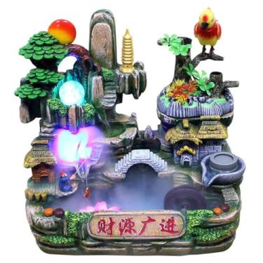 Imagem de XFNVXC Fonte decorativa de mesa para uso interno, fonte de água ornamental para casa, resina artesanal, decoração, sala de estar, decoração criativa, fonte de jardim ornamental para casa