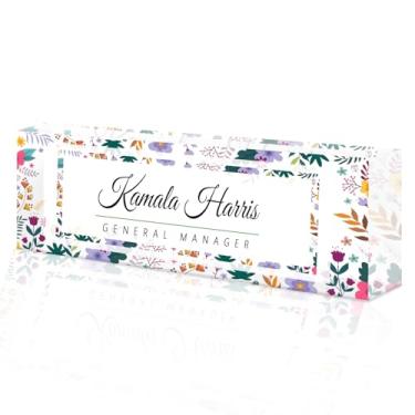 Imagem de placa de identificação acrílica personalizada, Placa de nome personalizada para mesa, Decoração de mesa, presente de escritório para colegas, chefes, professores