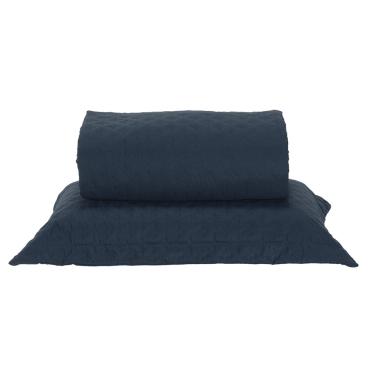 Imagem de Kit Cobre Leito Milão Solteiro 2 Peças 100% Poliéster - Petroleo / Branco