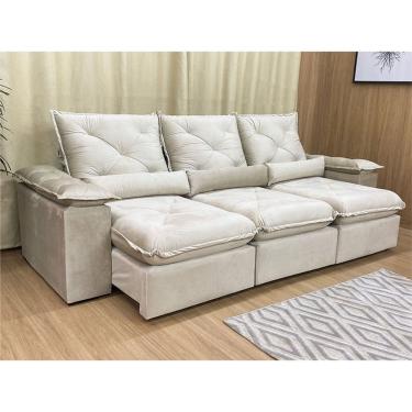 Imagem de Sofá Retrátil Reclinável 2,70 m Bege 501 Zuqui Plus