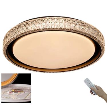 Imagem de Luminaria Plafon LED 3 Tons Cristal Luxo Controle Casa Loja Trabalho Comercial Residencial Moderno Iluminaçao