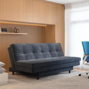 Imagem de Sofá-cama Roz Plush Fixo com Pé Trapézio 4 Lugares Suede 180cm