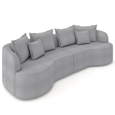 Imagem de Sofá 4 Lugares Orgânico Sala De Estar Living 290cm Ekos K01 Bouclê Cinza - Lyam Decor