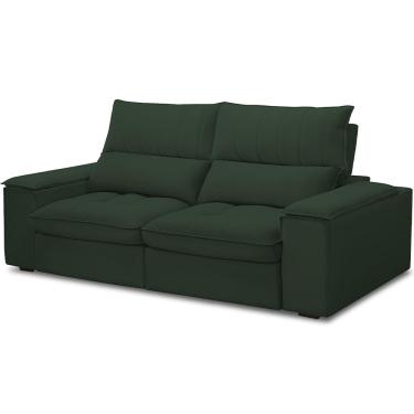 Imagem de Sofá Retrátil Reclinável Para Sala de Estar Living 210cm Nápoles F04 Veludo Verde - Lyam Decor