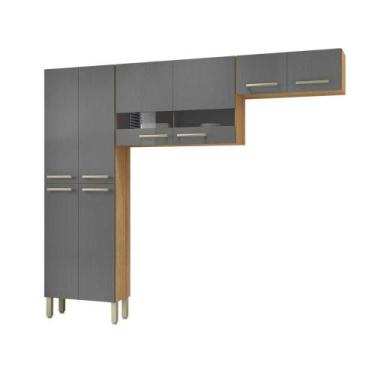 Imagem de Cozinha Compacta 3 peças 8 Portas Nala Kits Paraná, Freijo e Gris