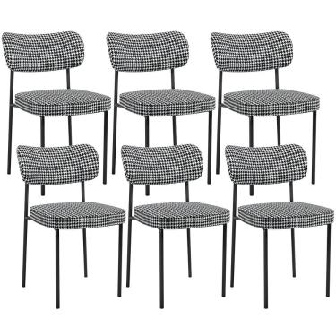 Imagem de Kit 06 Cadeiras Decorativas Estofada Sala Jantar Melina L02 Pied Poule - Lyam Decor