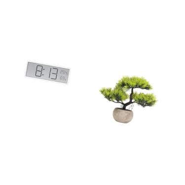 Imagem de Fenteer Relógio Digital de Bonsai para Mesa, Planta, Display Multifuncional, Temperatura, Umidade, Coleção de Vegetação, árvore Artificial para Escritório, Qu
