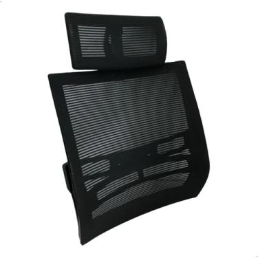 Imagem de Encosto Telado para Cadeira BackSystem Presidente, Ergonômico com Apoio de Cabeça Ajustável, Tecido Mesh Preto