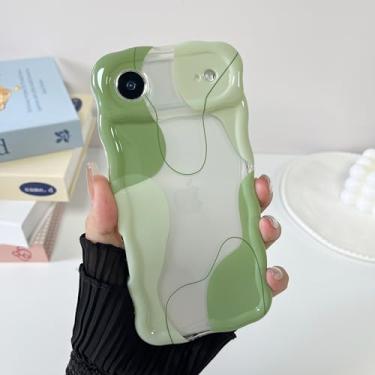 Imagem de DEFBSC Capa para iPhone Air, linda capa de telefone com estampa de arte ondulada transparente para mulheres e meninas, capa protetora durável com moldura ondulada, proteção total para câmera para
