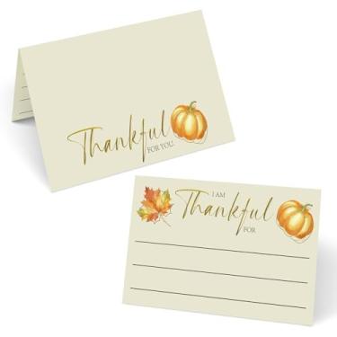 Imagem de 60 cartões de visita de Ação de Graças para mesa, cartões rústicos de outono para agradecimento, cartão de lugar de outono para decoração de jantar de Ação de Graças, "I am Thankful for Cards" tamanho