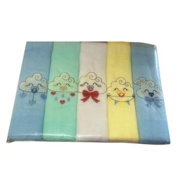 Imagem de Kit Fralda de Pano Bordada Menino e Menina Tecidos Duplo,com 5 Unidade