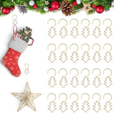 Imagem de Blinket 100 peças de ganchos de enfeite de árvore de Natal dourados para decoração de festa, enfeites de arame de metal, âncoras de gancho para decorações de árvores, bolas de Natal, suprimentos de