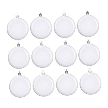 Imagem de IEUDNS 12 peças enfeites de bola plana de Natal em branco esfera plana 8 cm artesanato faça você mesmo para janela de casa reuniões familiares jardim