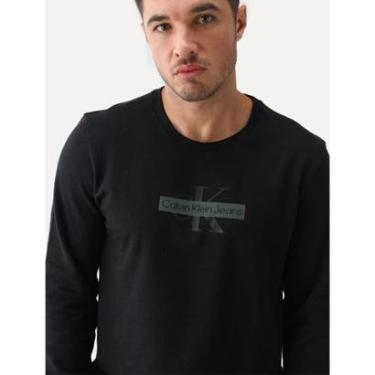 Imagem de Moletom Calvin Klein Jeans Logo Gel CKJ Re Issue Stripe Preto-Masculino