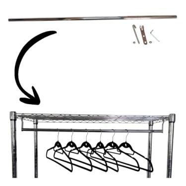Imagem de Haste Cabideiro Para Estante Aço Cromado 120cm Largura Arara