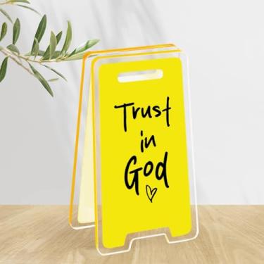 Imagem de Cute Trust in God Funny Office Decor Ideias de presentes inspiradores para mulheres homens presentes de aniversário e Natal para amigos colegas de trabalho 3 × 6 centímetros