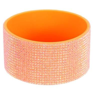 Imagem de Bota de silicone com glitter, bota protetora para garrafa de água de diamante, acessórios de manga antiderrapante para copo Stanley Tumbler 567-1,134 g com fundo de 7,4 a 7,6 cm, laranja