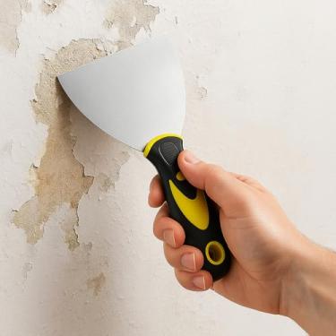 Imagem de Pacote com 4 raspadores de faca de massa, vários tamanhos, 6, 7, 12 cm, espalhador para reparo de parede de gesso, remoção de tinta, fita adesiva, remendo, faça você mesmo e uso em empreiteiros