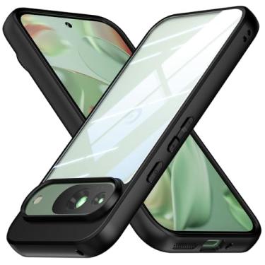 Imagem de Foluu Capa transparente para Google Pixel 9/Pixel 9 Pro, parte traseira rígida transparente de policarbonato e TPU macio [não amarela] capa protetora à prova de choque capa fina para Google Pixel