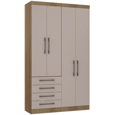 Imagem de Guarda Roupa Modulado 134,50cm 4 Portas E 4 Gavetas Paris Luciane Móveis Avelã Pf Com Cinammon Pf