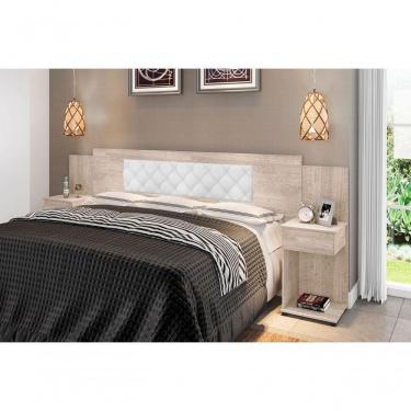 Imagem de Cabeceira Box Bruna Amarula Com Capitonê Branco