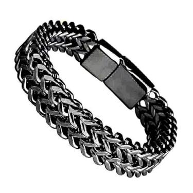 Imagem de Pulseiras masculinas com fecho de aço inoxidável, corrente masculina, pulseira de elos de fecho resistente, pulseiras masculinas de metal, 4*8, Liga metálica, Sem Pedra Preciosa