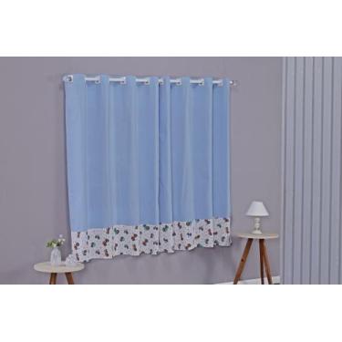 Imagem de Cortina Quarto Infantil e Bebê Algodão Com Barrado Estampado Decorativ