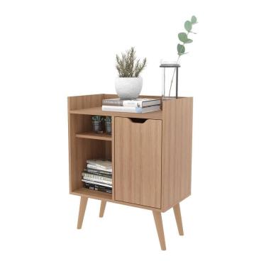 Imagem de Aparador Retrô 60cm Com 1 Porta Multimóveis Amêndoa Amêndoa