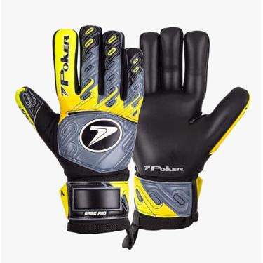Imagem de Luva de goleiro Profissional futebol de campo Basic PRO (Cinza/Amarelo, 10)