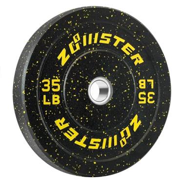 Imagem de Zoomster Placa de peso para pára-choques placa olímpica placa de peso para pára-choques de alta temperatura com inserção de aço placa de levantamento de peso para treinamento de força (35 lb