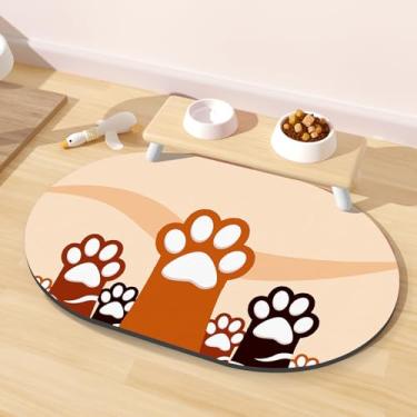 Imagem de Tapete de comida de gato 61 x 40 cm, tapetes absorventes para comida e água, tapete de borracha antiderrapante para tigelas de gatos, jogo americano de fácil armazenamento, tapetes para tigelas de