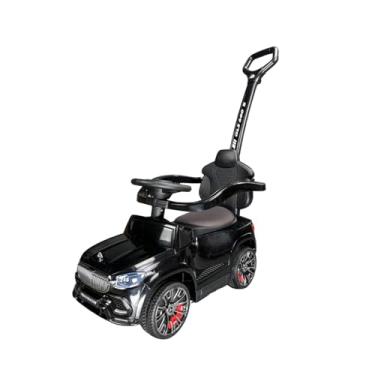 Imagem de Carrinho Elétrico Infantil Conversível Preto Luz Som Com Empurrador Menino