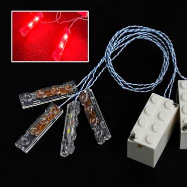 Imagem de Pamvava Tijolos iluminados, 2 conjuntos de kit de iluminação LED 1x4, acessórios clássicos de luzes DIY compatíveis com as principais marcas (vermelho)
