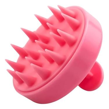 Imagem de Escova Massageadora Couro Cabeludo Silicone Macio Anti Caspa Anti Queda Estimula Crescimento Limpeza Profunda Terapia Capilar Relaxante Uso Banho Cor Rosa
