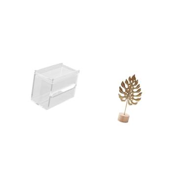 Imagem de Fenteer Dispensador de Lenços de Papel Moderno em Acrílico com Escultura Metálica em Formato de Folha. Suporte Criativo para Papel Higiênico de Parede, Estilo