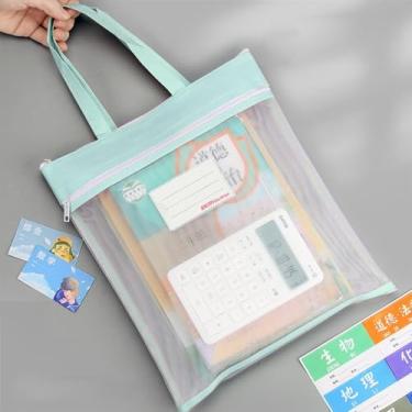 Imagem de Bolsa de armazenamento com zíper minimalista portátil pasta de papel de teste sacos de armazenamento bolsa de documentos de papelaria (verde)