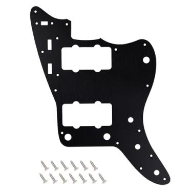 Imagem de Banworks Vintage 60s JM Pickguard Alumínio 1 Ply 13 Furos Borda Reta, Alumínio Pickguard Placa para Guitarra Fender Ultra Jazzmaster JM JT/HB-14 Preto