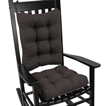 Imagem de SINOSSO Conjunto de almofadas para cadeira de balanço com enchimento grosso, almofada traseira e almofada de assento com laços, estilo entrelaçado moderno para sala de estar interna para idosos