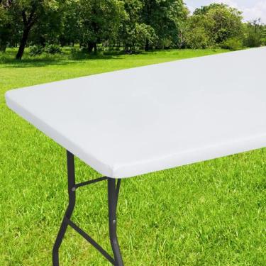 Imagem de Toalha de mesa Smiry Elastic Fitted Vinyl, mesa dobrável de 8 pés bran