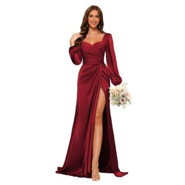 Imagem de Vestido de dama de honra Dessiny Satin Sweetheart Light Burgundy