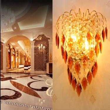 Imagem de Luminária de parede LED contemporânea colorida com design de cristal, criativa para sala de estar, quarto, escritório, quarto modelo, hotel, casa de campo, corredor, decoração de parede (Est