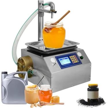 Imagem de Máquina automática de enchimento de líquidos com controle digital automático e pesagem automática. Faixa de enchimento: 20g-8kg. Enchedora de garrafas de água e bebidas (bomba de engrenagem).